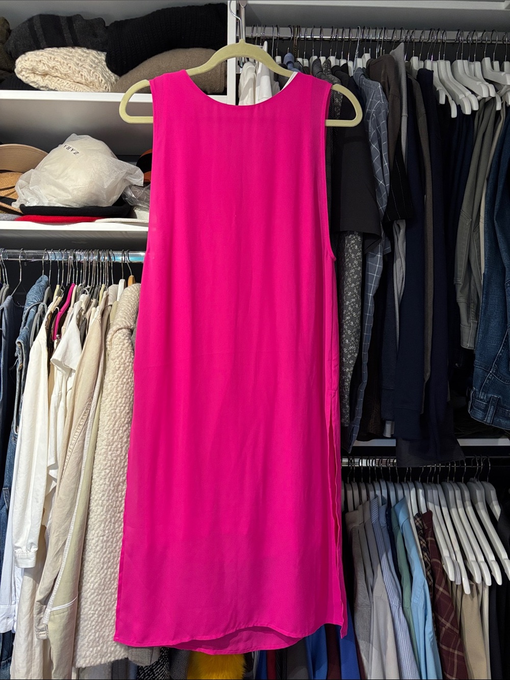 “Limitless” Elegance in this Hot Pink Sleeveless Shift Dress